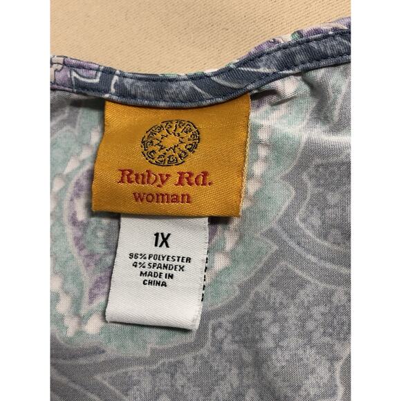 Ruby Rd. Woman Dress 1X Sleeveless Boho Vacation Feminine Preppy V-Neck Pullover - Picture 5 of 7